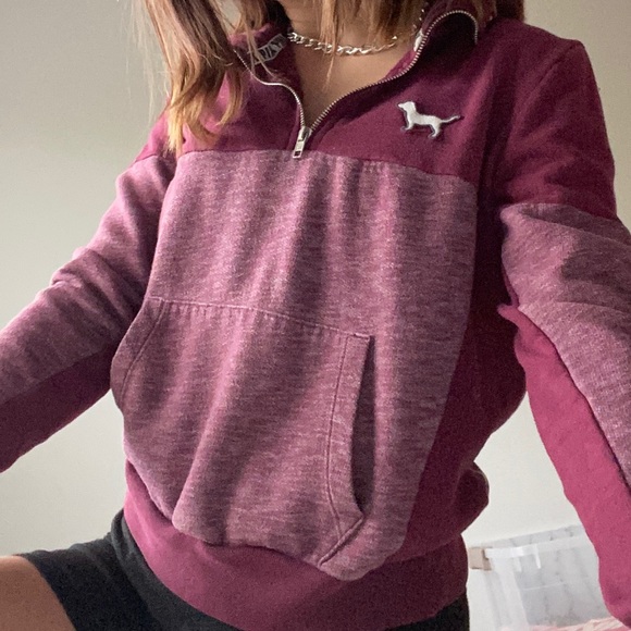 pink zip up sweater